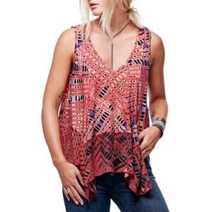 Free People Asymmetrical Day Dreamers Tank Top Women's Size XS Boho V-Neck Beach
